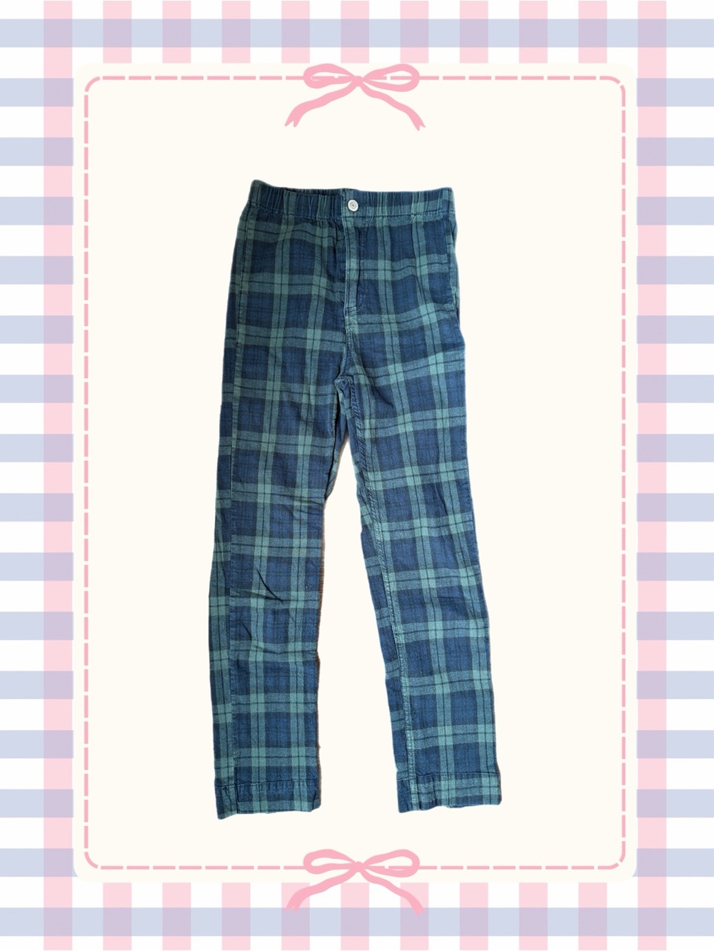Brandy Melville Blue & Green Plaid Straight Leg Pants